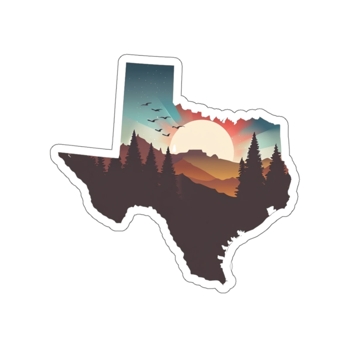 Texas Trail Sunset Die-Cut Sticker