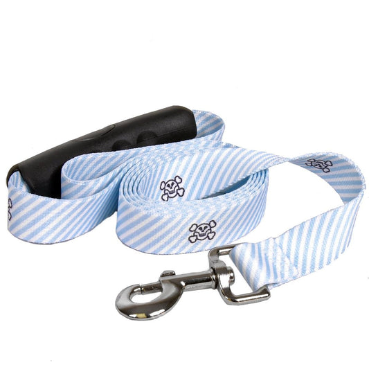 Southern Dawg Seersucker Blue with Skulls Premium Dog Leash