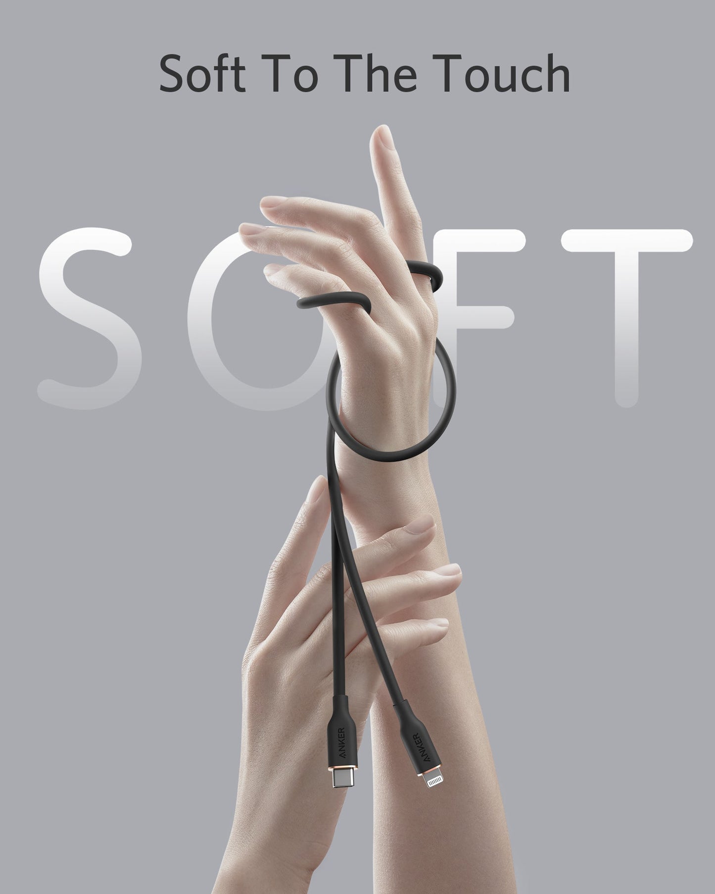 Anker <b>641</b> USB-C to Lightning Cable (Flow, 3 ft Silicone)