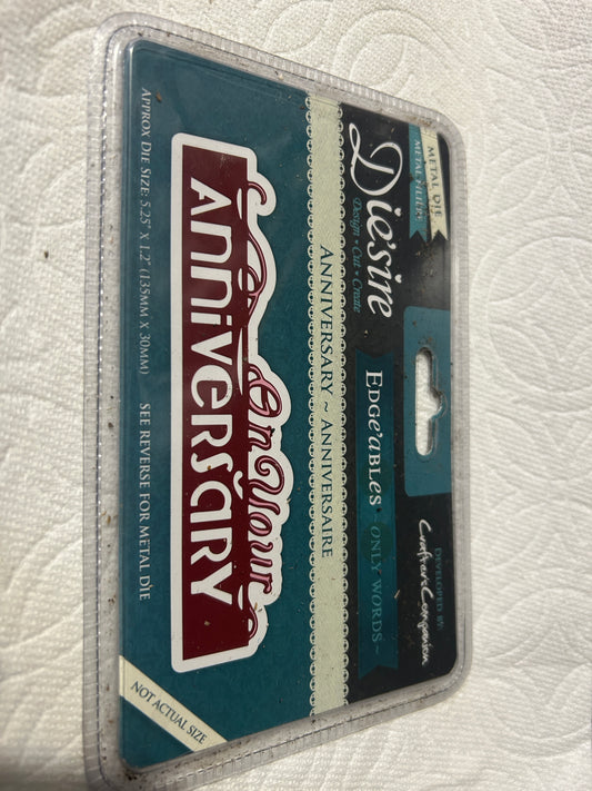 Die'sire Metal Die "On Your Anniversary" Free Shipping