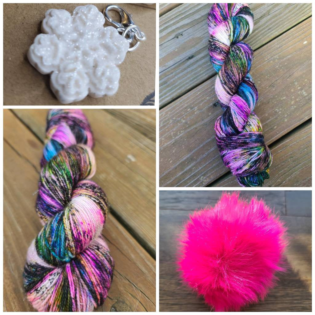 Woolen Winter Hat kits/pom/snowflake charm