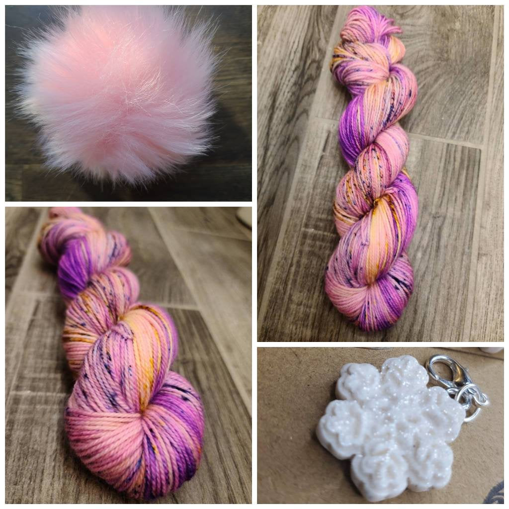 Woolen Winter Hat kits/pom/snowflake charm