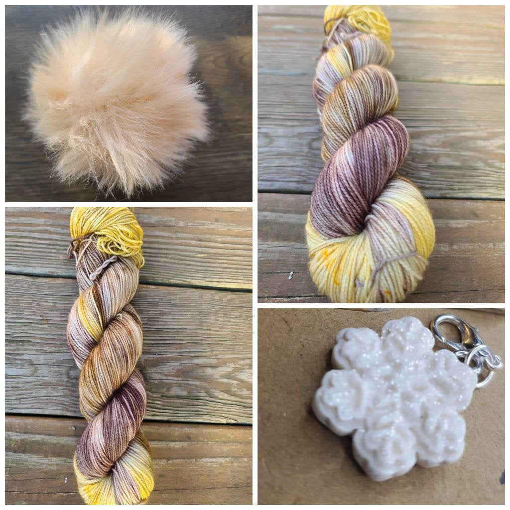 Woolen Winter Hat kits/pom/snowflake charm