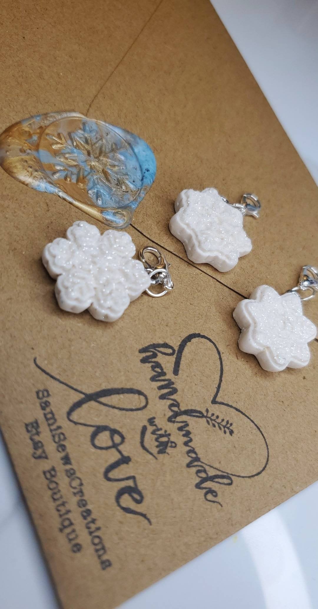 Woolen Winter Hat kits/pom/snowflake charm