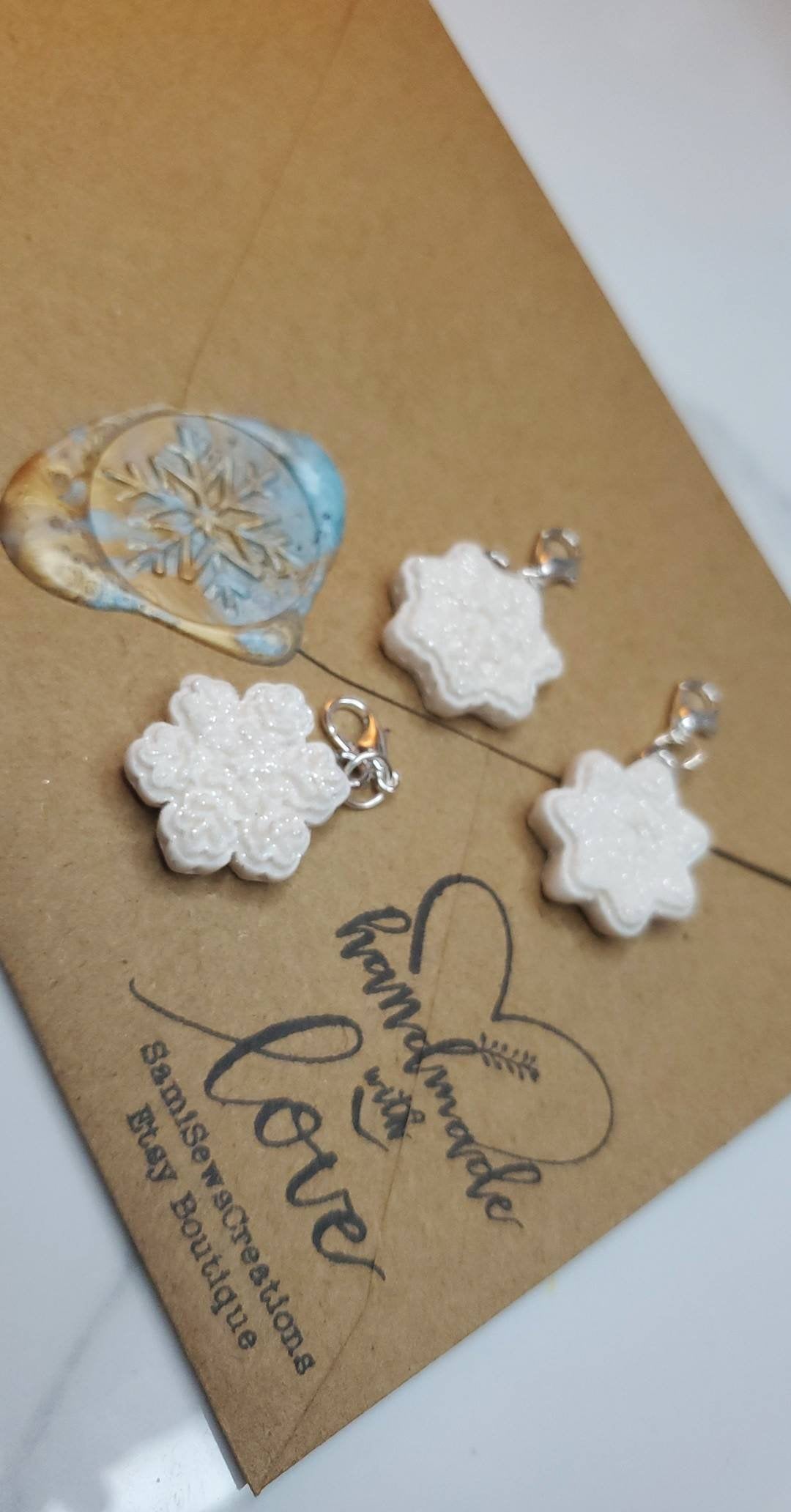 Woolen Winter Hat kits/pom/snowflake charm